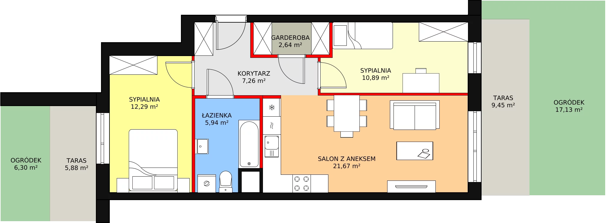 Mieszkanie 60,69 m², parter, oferta nr B2-K1-0-5, Żerniki Na Novo, Wrocław, Żerniki, ul. Maxa Berga