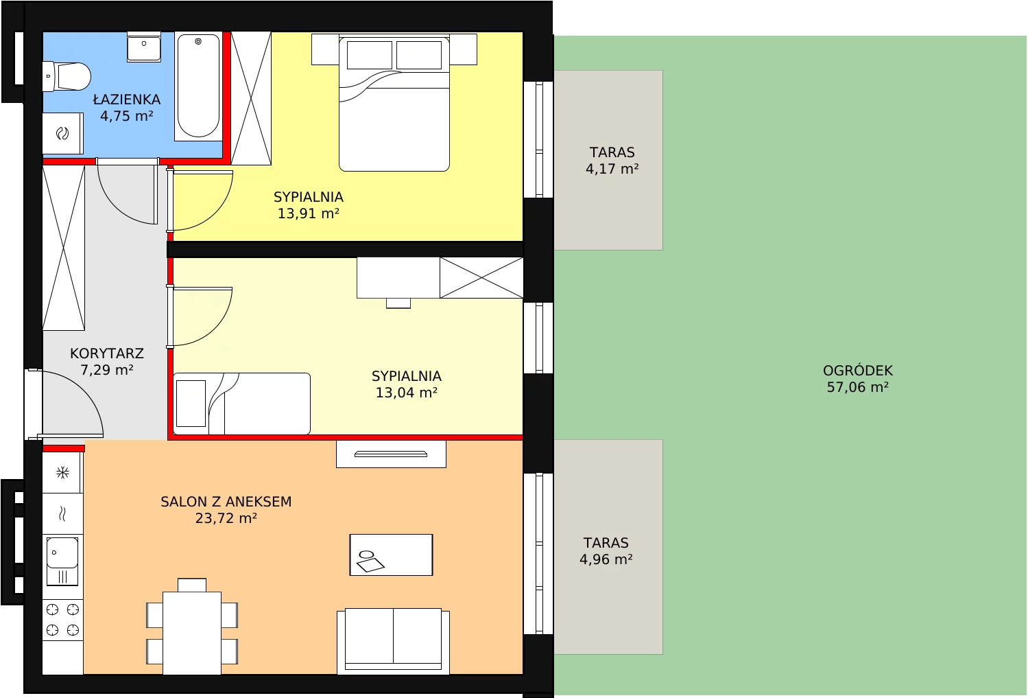 Mieszkanie 62,71 m², parter, oferta nr B3-K2-0-1, Żerniki Na Novo, Wrocław, Żerniki, ul. Maxa Berga