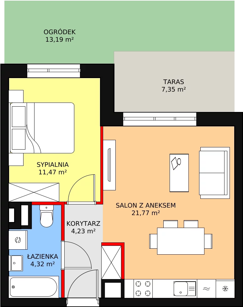 Mieszkanie 41,79 m², parter, oferta nr B4-K1-0-2, Żerniki Na Novo, Wrocław, Żerniki, ul. Maxa Berga