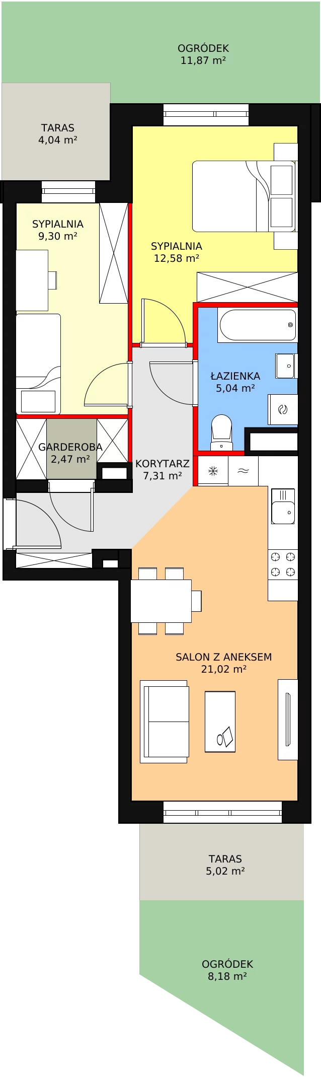 Mieszkanie 57,72 m², parter, oferta nr B4-K1-0-3, Żerniki Na Novo, Wrocław, Żerniki, ul. Maxa Berga