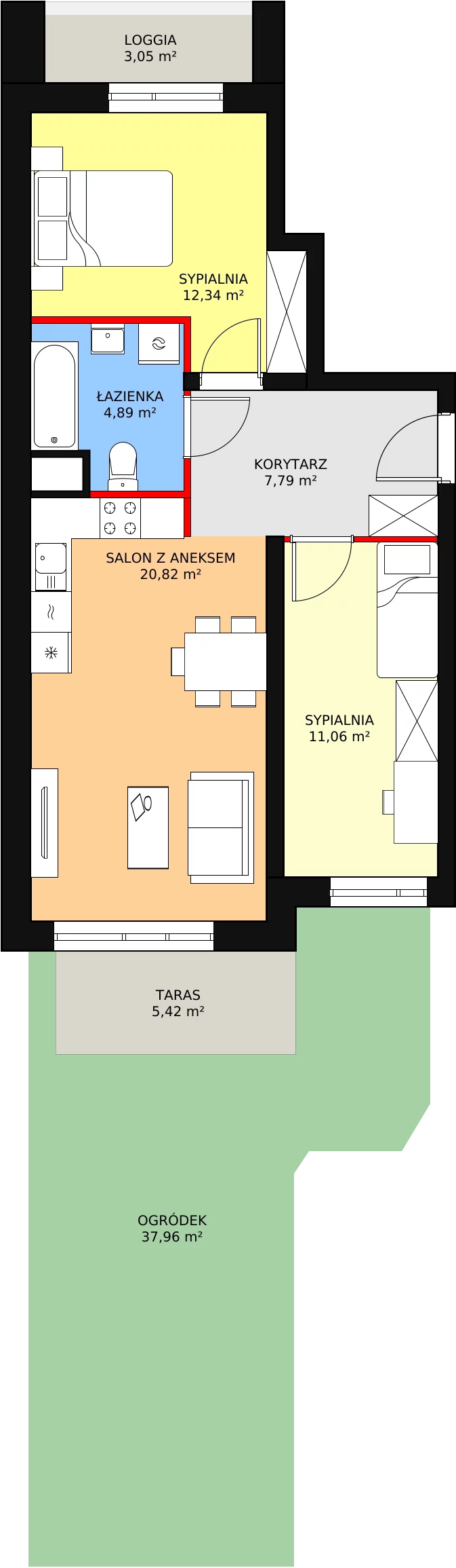 Mieszkanie 56,90 m², parter, oferta nr B4-K1-0-5, Żerniki Na Novo, Wrocław, Żerniki, ul. Maxa Berga