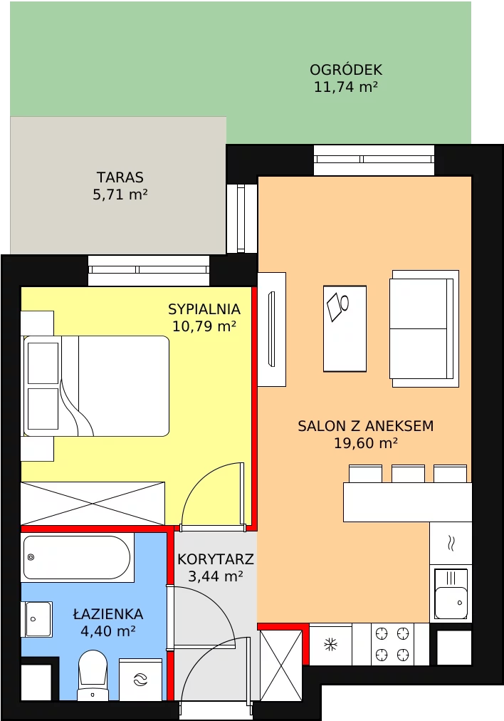 Mieszkanie 38,23 m², parter, oferta nr B4-K2-0-2, Żerniki Na Novo, Wrocław, Żerniki, ul. Maxa Berga