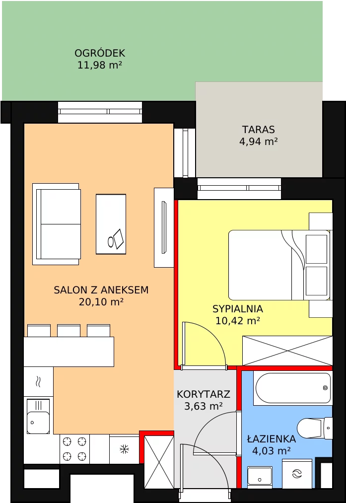 Mieszkanie 38,18 m², parter, oferta nr B4-K3-0-2, Żerniki Na Novo, Wrocław, Żerniki, ul. Maxa Berga