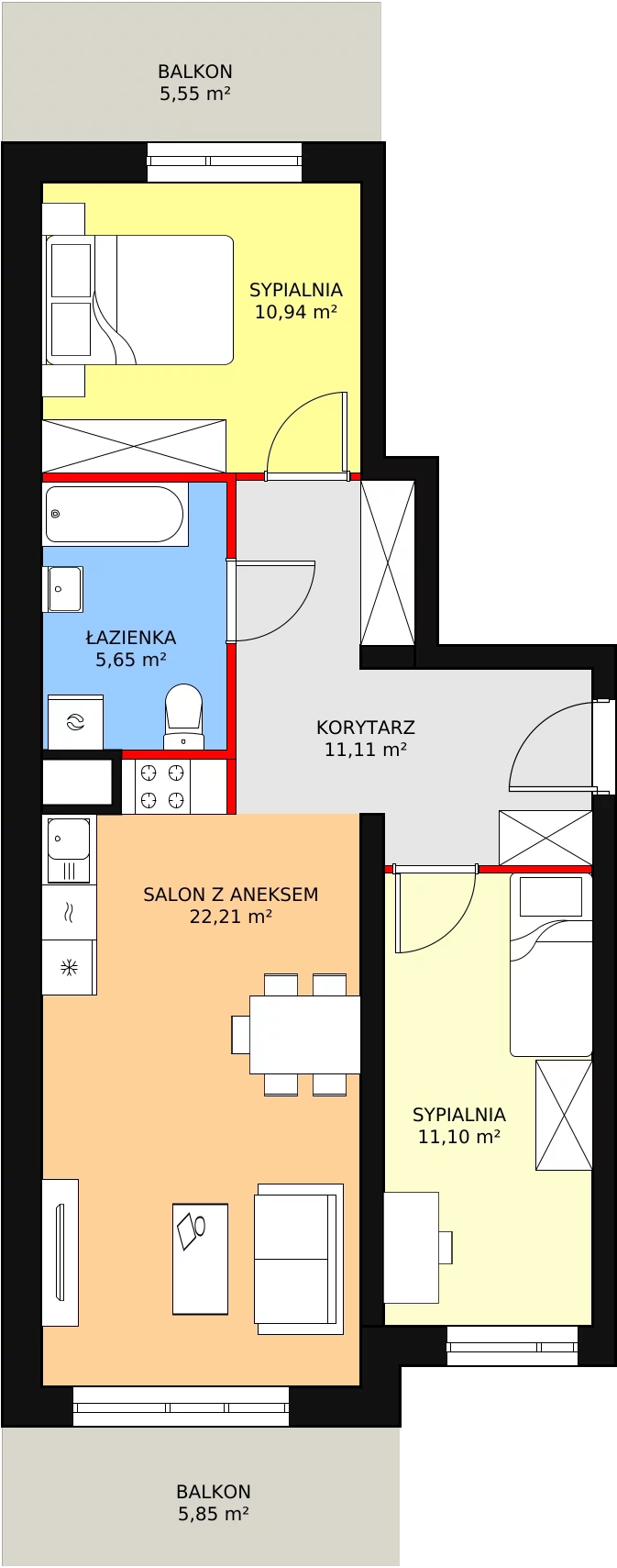 Mieszkanie 61,01 m², piętro 1, oferta nr B4-K1-1-5, Żerniki Na Novo, Wrocław, Żerniki, ul. Maxa Berga