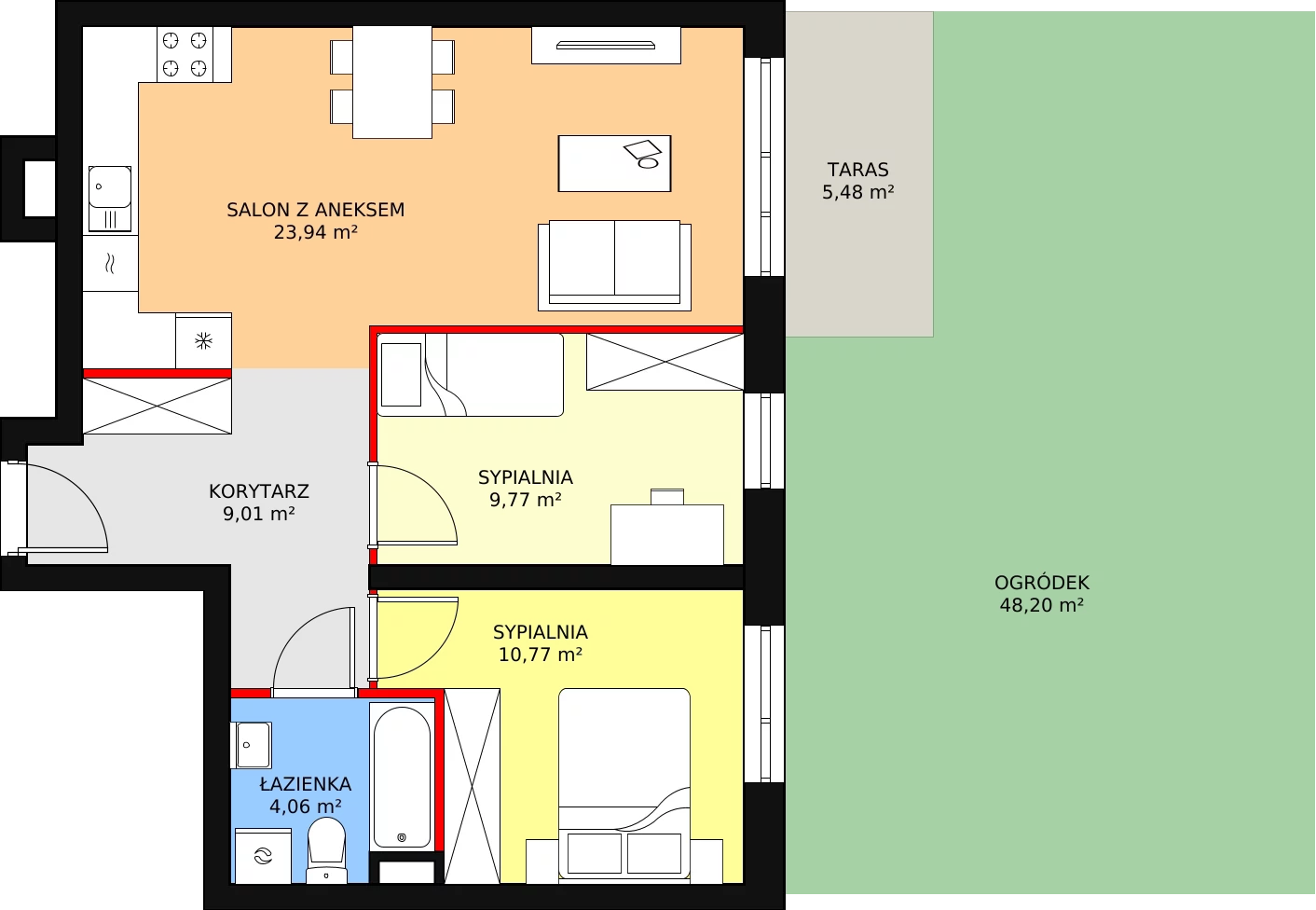 Mieszkanie 57,55 m², parter, oferta nr B5-K1-0-2, Żerniki Na Novo, Wrocław, Żerniki, ul. Maxa Berga