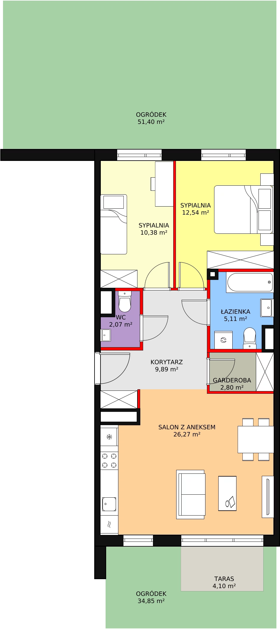 Mieszkanie 68,97 m², parter, oferta nr 1B-0-1, Naramowice Odnova, Poznań, Naramowice, ul. Bielicowa