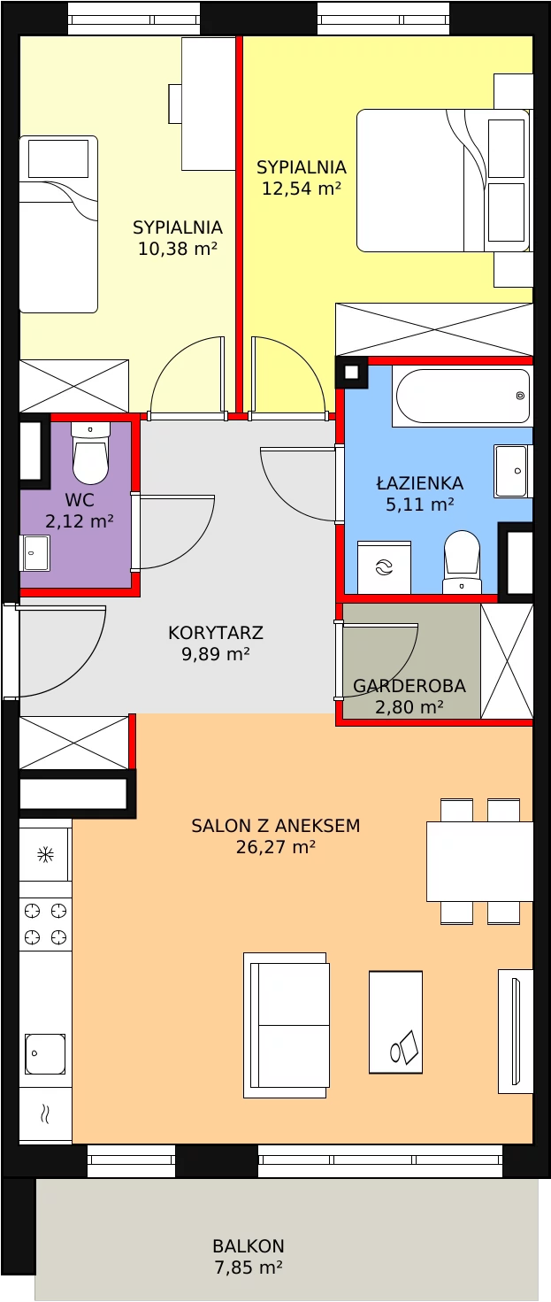 3 pokoje, mieszkanie 69,11 m², piętro 1, oferta nr 1B-1-1, Naramowice Odnova, Poznań, Naramowice, ul. Bielicowa