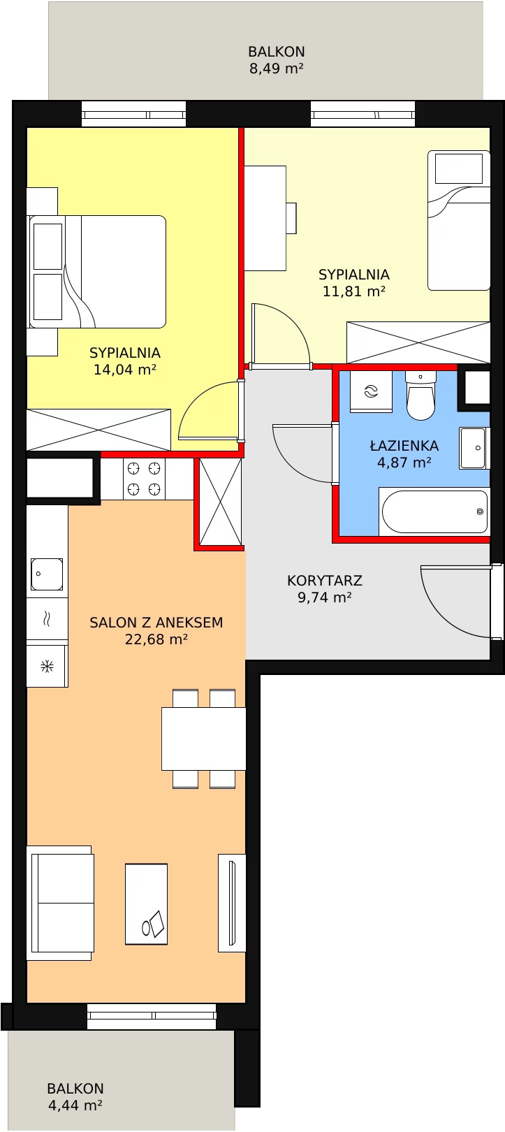 Mieszkanie 63,14 m², piętro 1, oferta nr 1B-1-3, Naramowice Odnova, Poznań, Naramowice, ul. Bielicowa