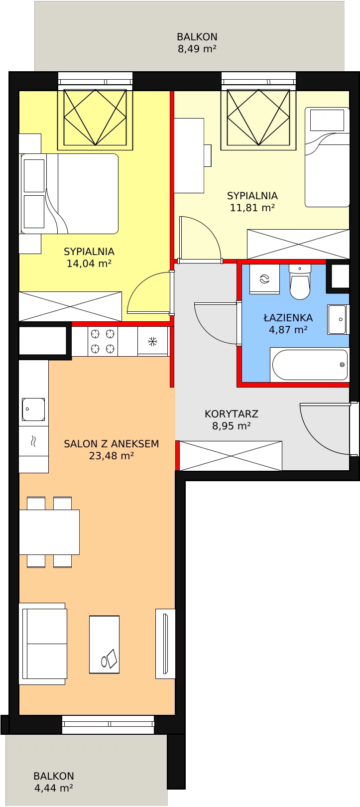 Mieszkanie 63,15 m², piętro 4, oferta nr 1B-4-3, Naramowice Odnova, Poznań, Naramowice, ul. Bielicowa