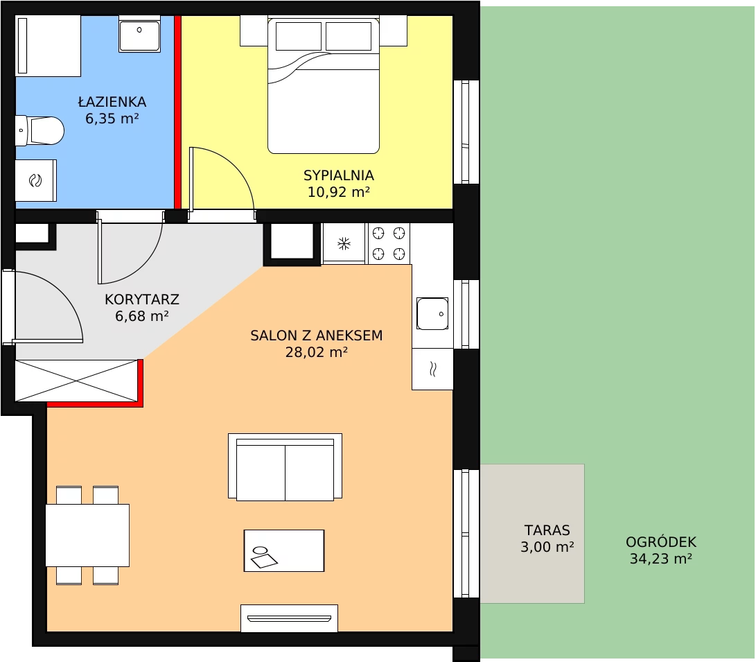 Mieszkanie 51,97 m², parter, oferta nr 1C-0-3, Naramowice Odnova, Poznań, Naramowice, ul. Bielicowa