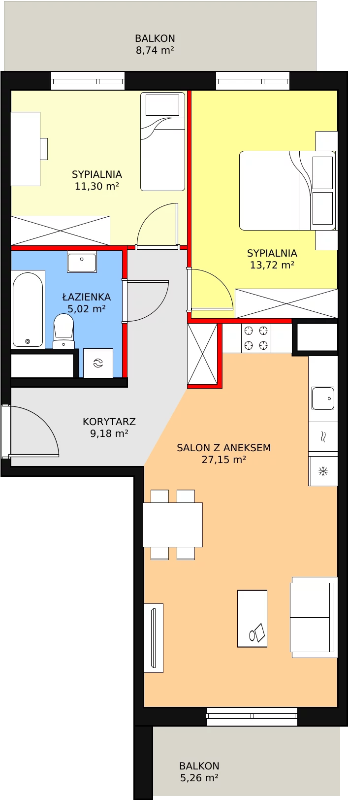 Mieszkanie 66,37 m², piętro 1, oferta nr 1C-1-8, Naramowice Odnova, Poznań, Naramowice, ul. Bielicowa