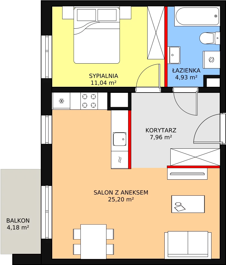 2 pokoje, mieszkanie 49,13 m², piętro 2, oferta nr 1C-2-5, Naramowice Odnova, Poznań, Naramowice, ul. Bielicowa