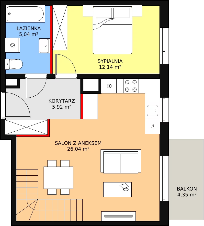 Mieszkanie 60,07 m², piętro 4, oferta nr 1C-4-1, Naramowice Odnova, Poznań, Naramowice, ul. Bielicowa