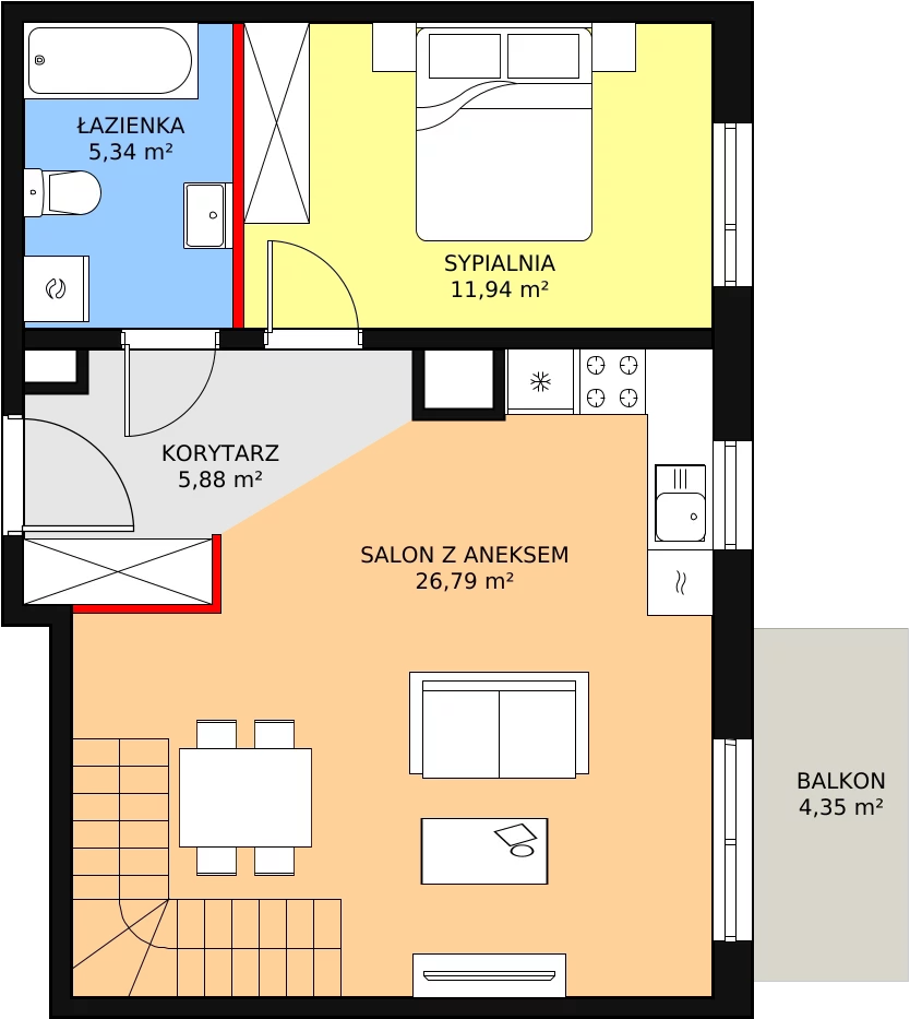 Mieszkanie 61,05 m², piętro 4, oferta nr 1C-4-2, Naramowice Odnova, Poznań, Naramowice, ul. Bielicowa