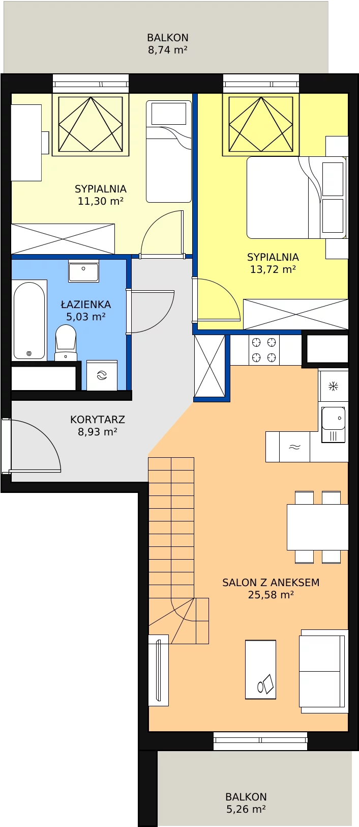 Zalety mieszkania 79.42 m², 1C-4-8
