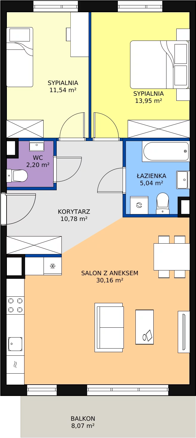 Zalety mieszkania 73.67 m², 1D-3-1