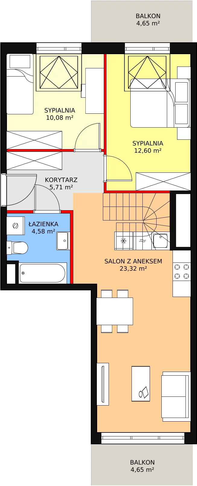 3 pokoje, mieszkanie 72,67 m², piętro 4, oferta nr 1E-4-1, Naramowice Odnova, Poznań, Naramowice, ul. Bielicowa