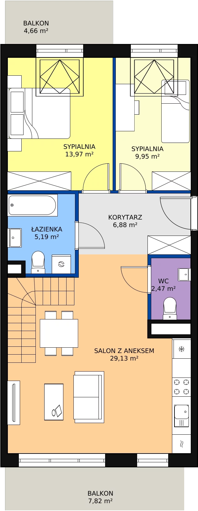 3 pokoje, mieszkanie 83,71 m², piętro 4, oferta nr 1F-4-3, Naramowice Odnova, Poznań, Naramowice, ul. Bielicowa