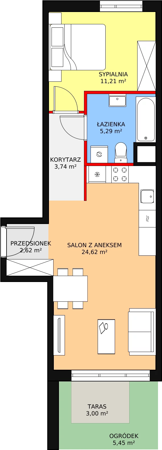 Mieszkanie 47,48 m², parter, oferta nr 2A-0-1, Naramowice Odnova, Poznań, Naramowice, ul. Bielicowa