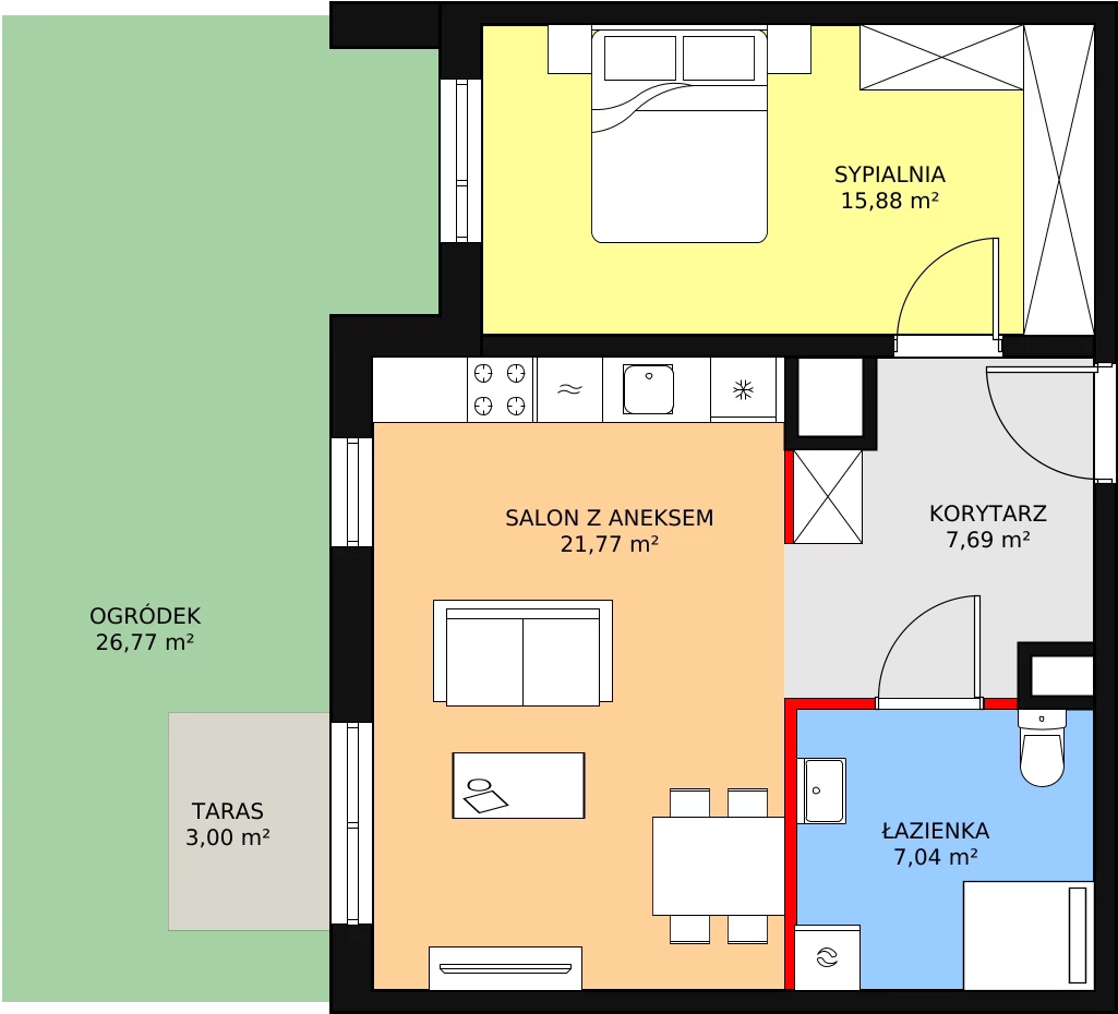 Mieszkanie 52,38 m², parter, oferta nr 2A-0-4, Naramowice Odnova, Poznań, Naramowice, ul. Bielicowa