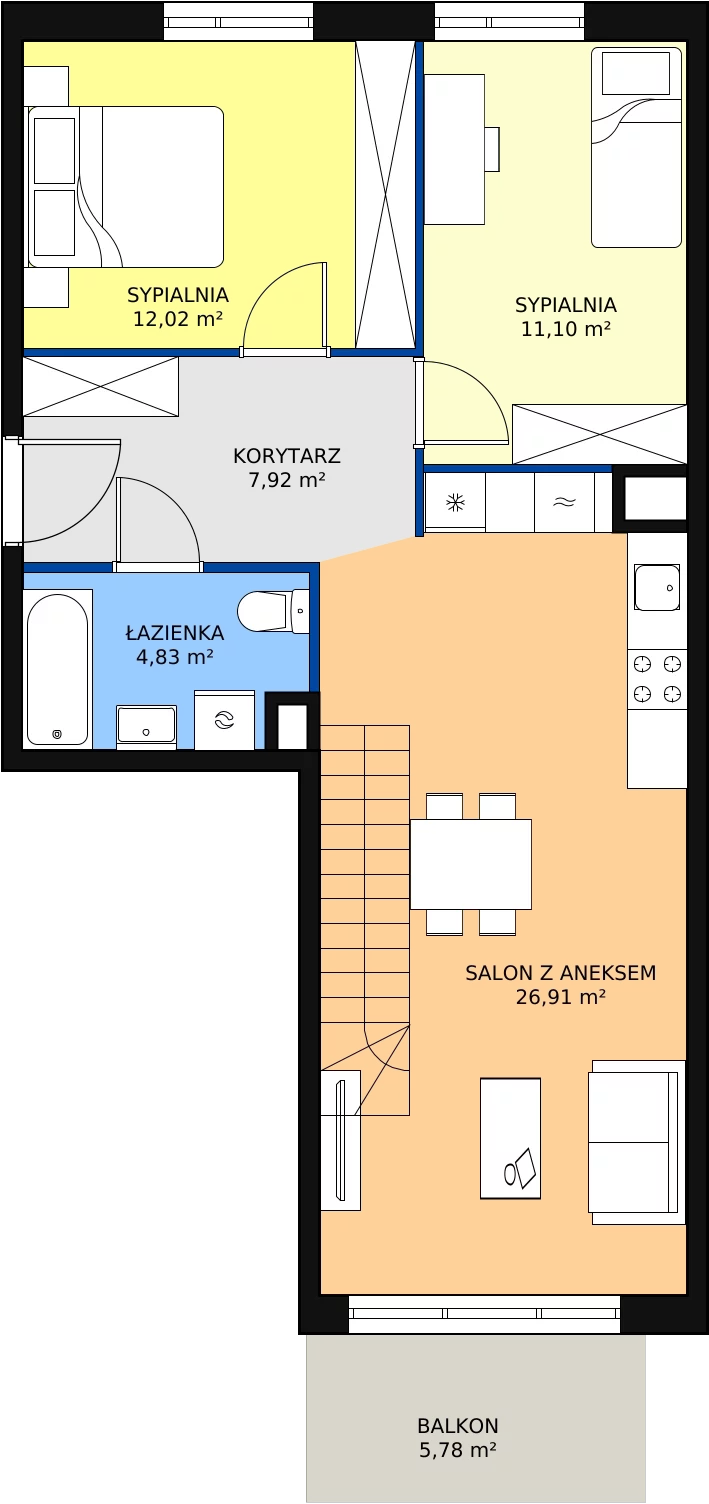 3 pokoje, mieszkanie 80,92 m², piętro 4, oferta nr 2B-4-1, Naramowice Odnova, Poznań, Naramowice, ul. Bielicowa