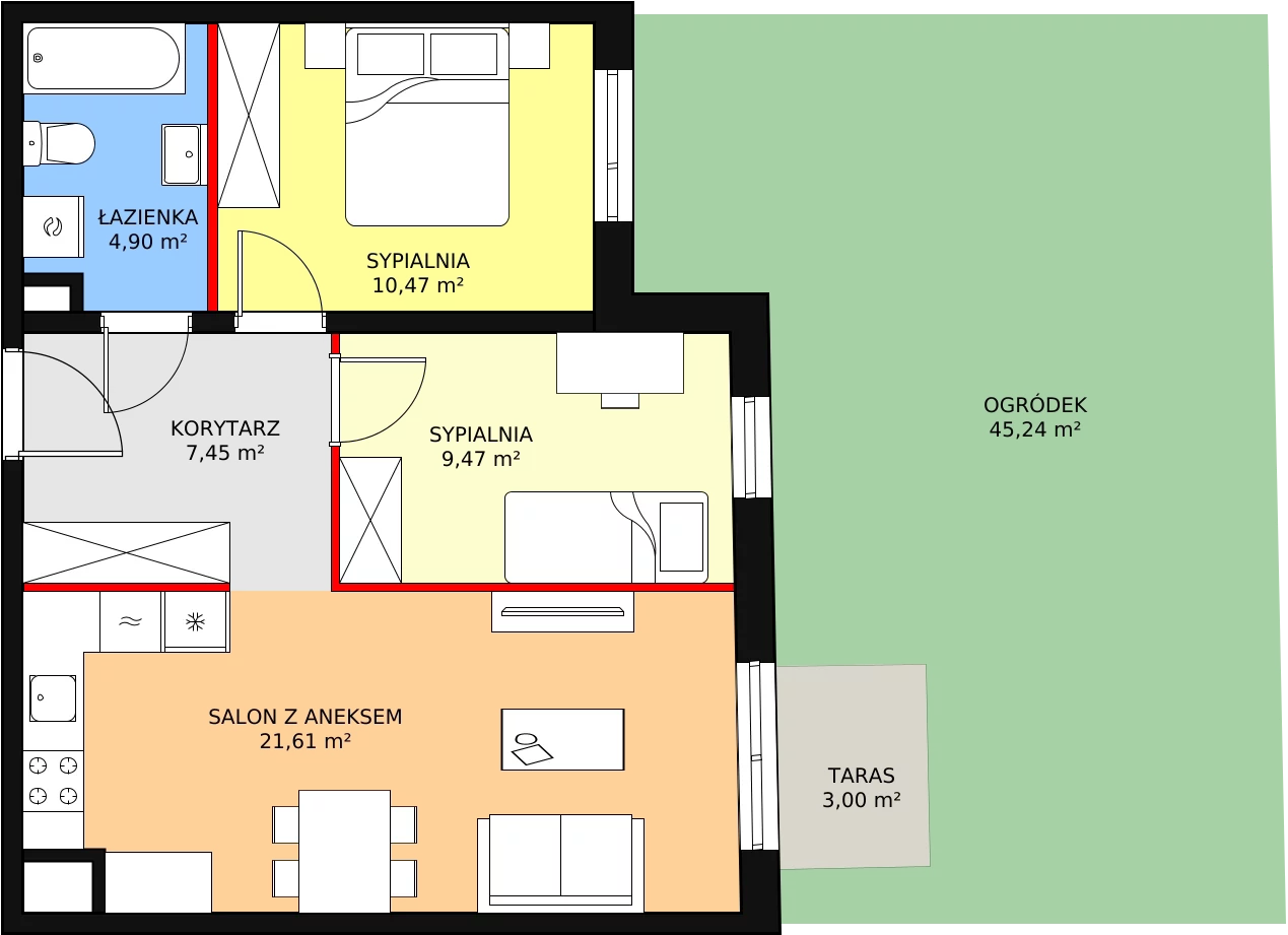 Mieszkanie 53,90 m², parter, oferta nr 2C-0-6, Naramowice Odnova, Poznań, Naramowice, ul. Bielicowa