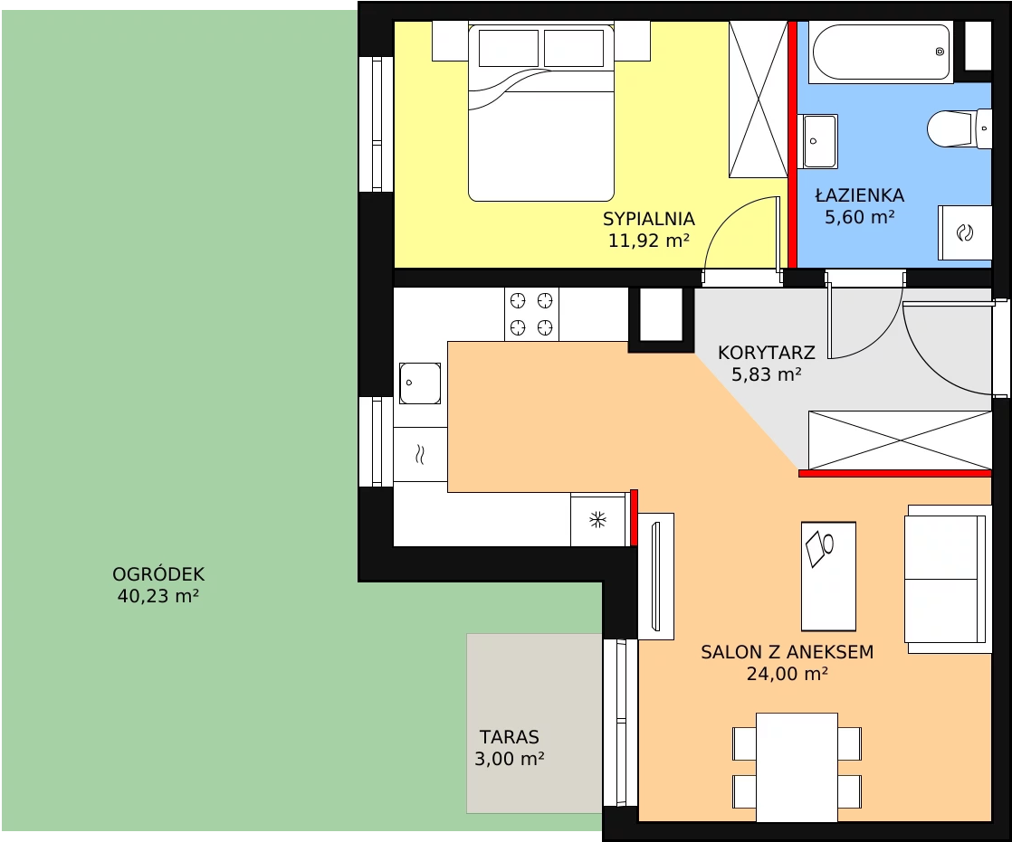 Mieszkanie 47,35 m², parter, oferta nr 2C-0-8, Naramowice Odnova, Poznań, Naramowice, ul. Bielicowa