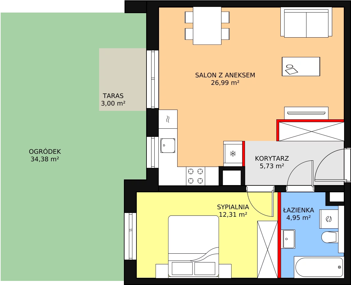 Mieszkanie 49,98 m², parter, oferta nr 2C-0-9, Naramowice Odnova, Poznań, Naramowice, ul. Bielicowa