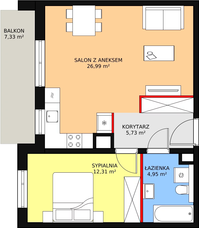 Mieszkanie 49,98 m², piętro 1, oferta nr 2C-1-9, Naramowice Odnova, Poznań, Naramowice, ul. Bielicowa