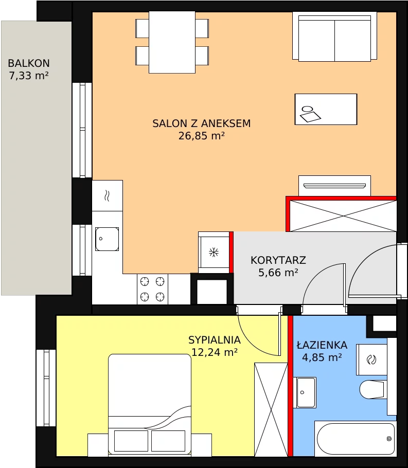 Mieszkanie 49,60 m², piętro 2, oferta nr 2C-2-9, Naramowice Odnova, Poznań, Naramowice, ul. Bielicowa