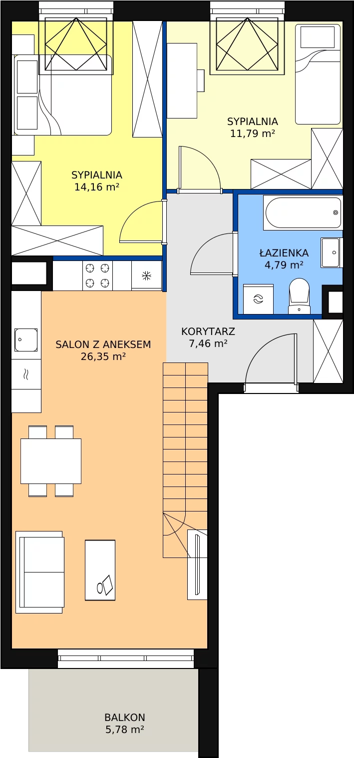 3 pokoje, mieszkanie 83,58 m², piętro 4, oferta nr 2C-4-1, Naramowice Odnova, Poznań, Naramowice, ul. Bielicowa