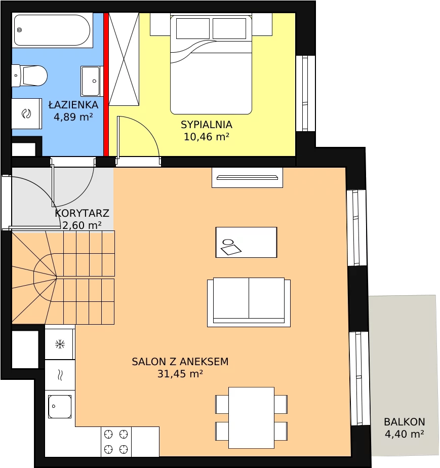 2 pokoje, mieszkanie 68,81 m², piętro 4, oferta nr 2C-4-3, Naramowice Odnova, Poznań, Naramowice, ul. Bielicowa