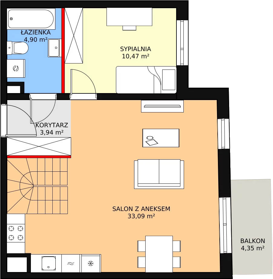 2 pokoje, mieszkanie 71,51 m², piętro 4, oferta nr 2C-4-5, Naramowice Odnova, Poznań, Naramowice, ul. Bielicowa