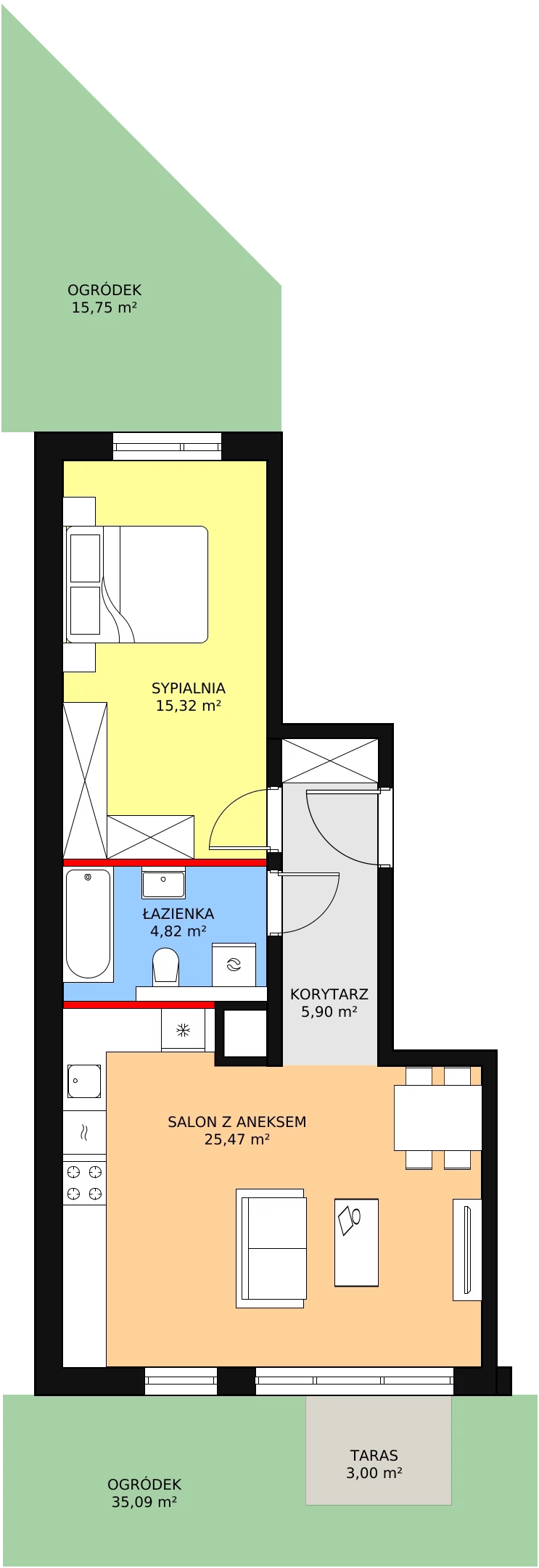 Mieszkanie 51,51 m², parter, oferta nr 2D-0-1, Naramowice Odnova, Poznań, Naramowice, ul. Bielicowa