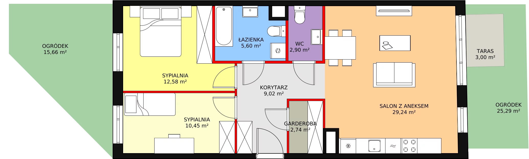 3 pokoje, mieszkanie 72,53 m², parter, oferta nr 2D-0-2, Naramowice Odnova, Poznań, Naramowice, ul. Bielicowa