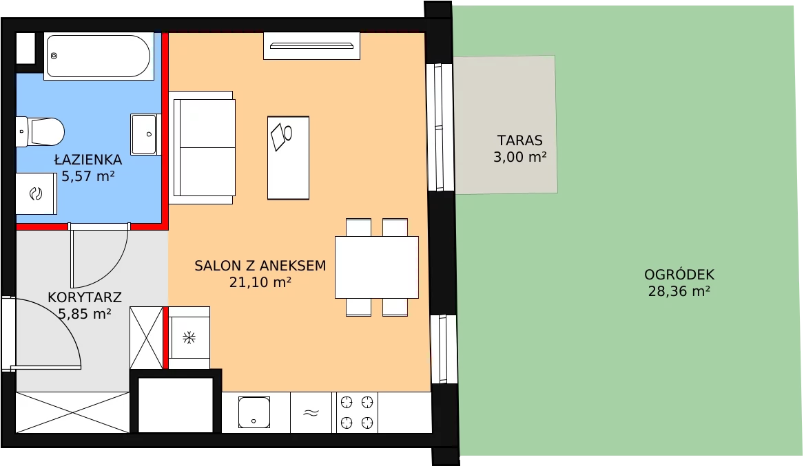 Mieszkanie 32,52 m², parter, oferta nr 2D-0-3, Naramowice Odnova, Poznań, Naramowice, ul. Bielicowa