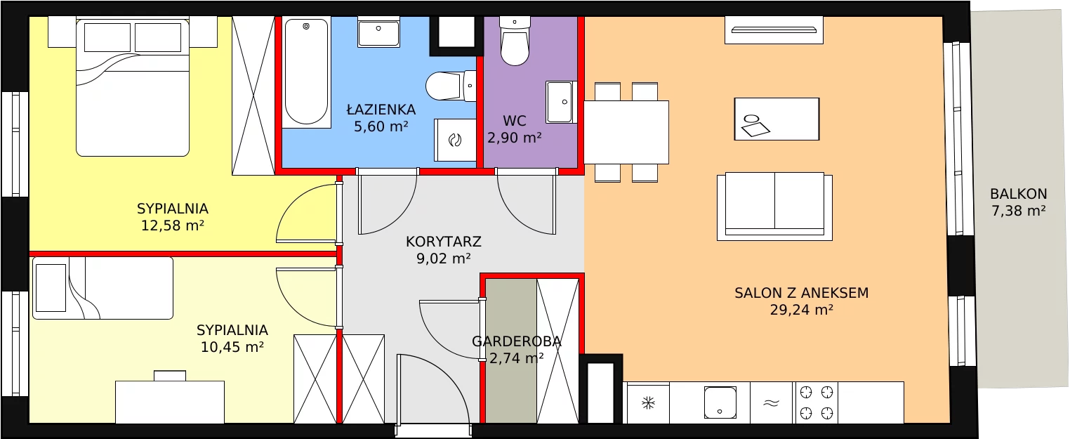 Mieszkanie 72,53 m², piętro 3, oferta nr 2D-3-1, Naramowice Odnova, Poznań, Naramowice, ul. Bielicowa