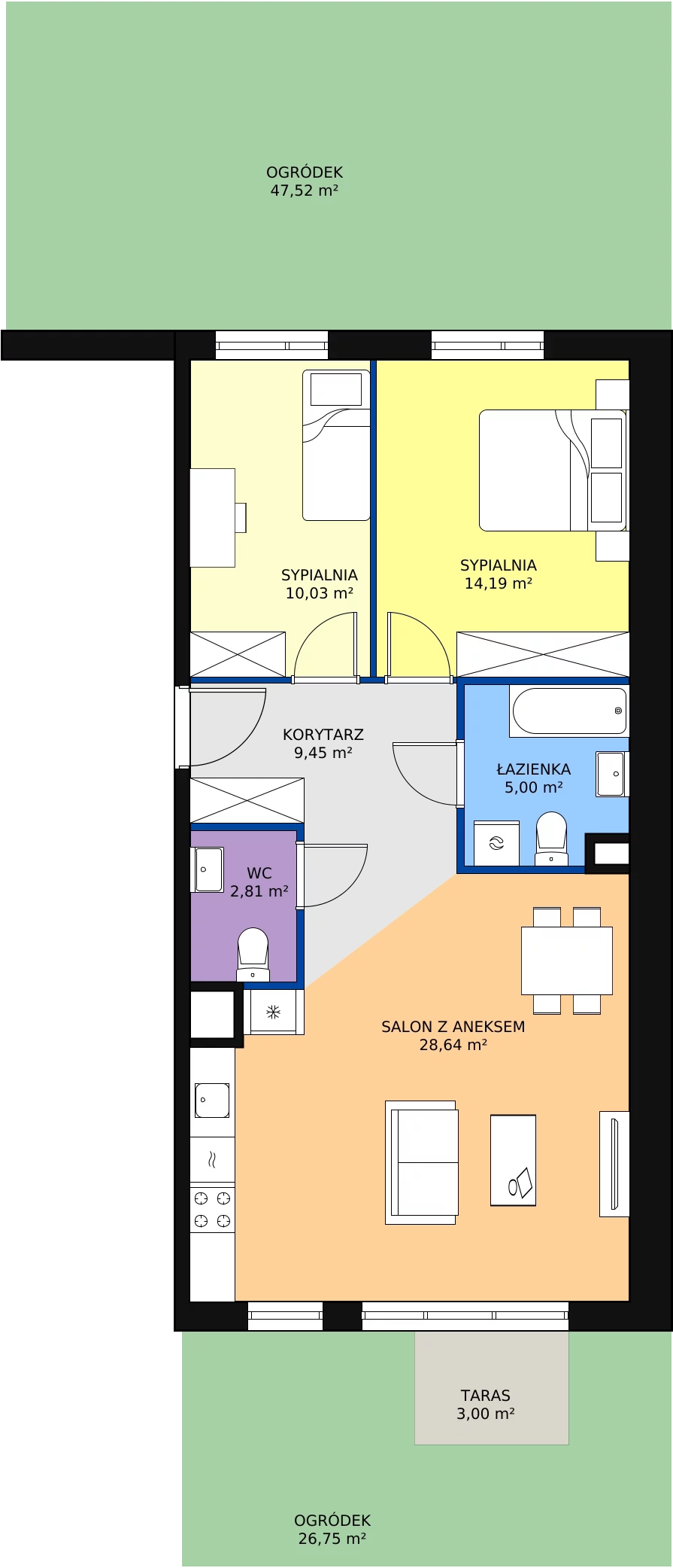 Zalety mieszkania 70.03 m², 2E-0-1