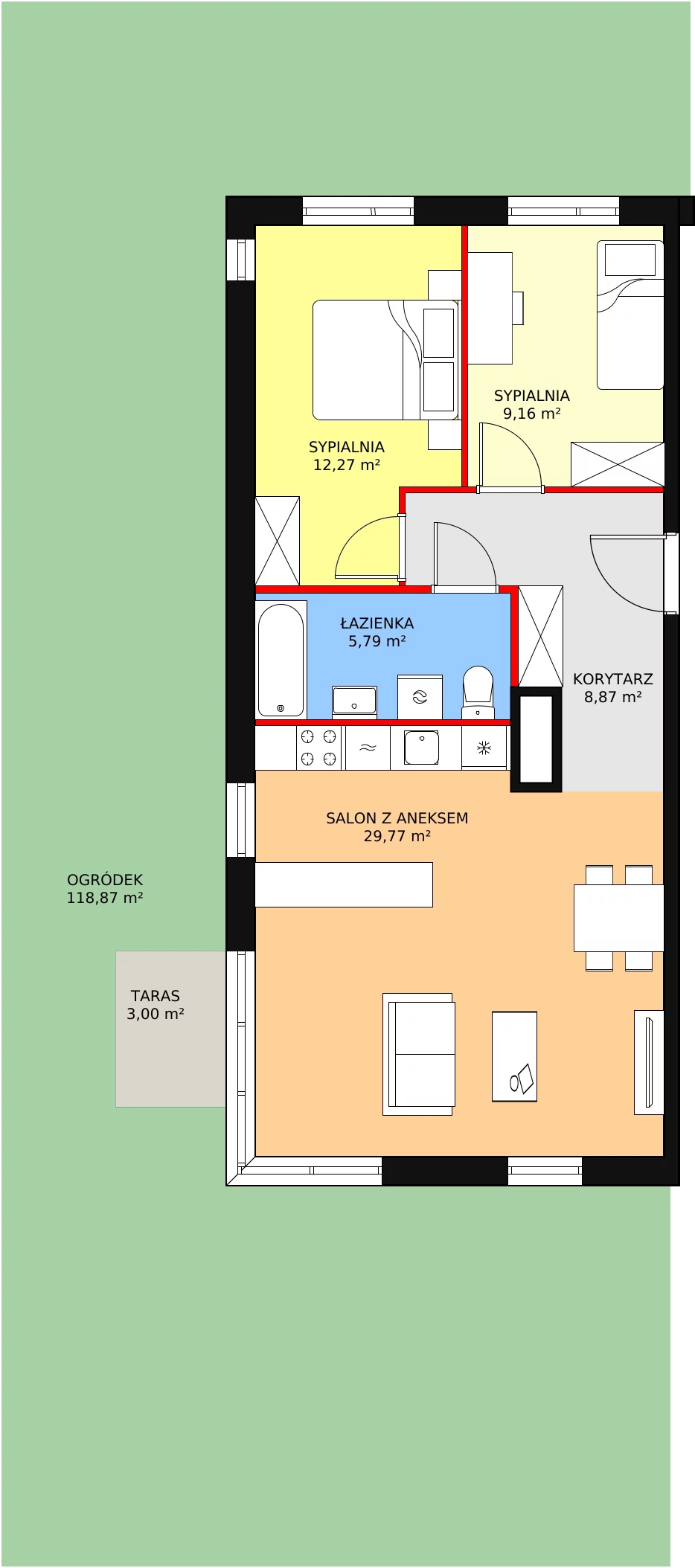 Mieszkanie 65,86 m², parter, oferta nr 2F-0-3, Naramowice Odnova, Poznań, Naramowice, ul. Bielicowa