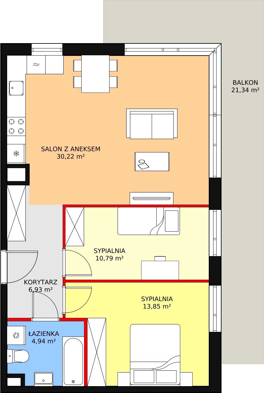 Mieszkanie 66,73 m², piętro 1, oferta nr 3A-1-1, Naramowice Odnova, Poznań, Naramowice, ul. Bielicowa