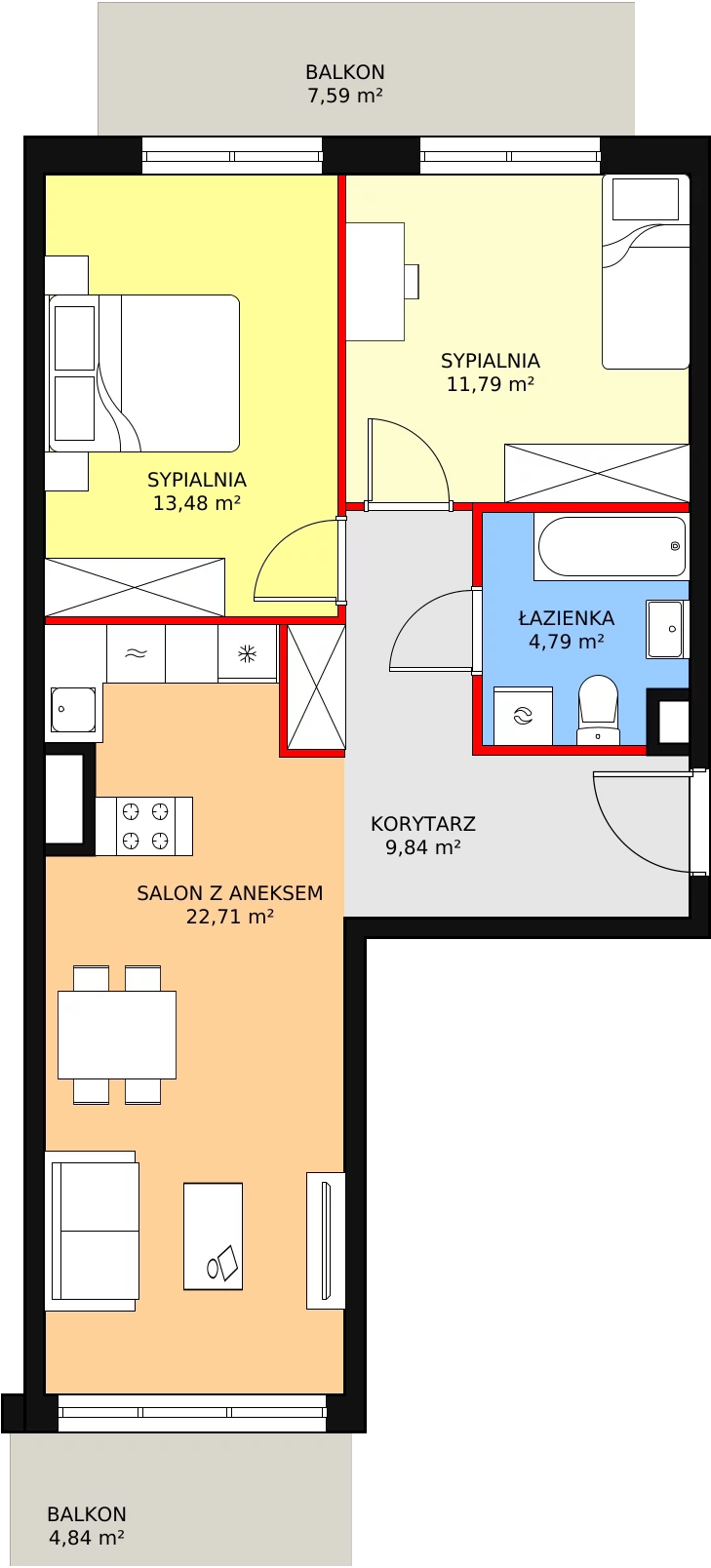 Mieszkanie 62,61 m², piętro 1, oferta nr 3A-1-5, Naramowice Odnova, Poznań, Naramowice, ul. Bielicowa