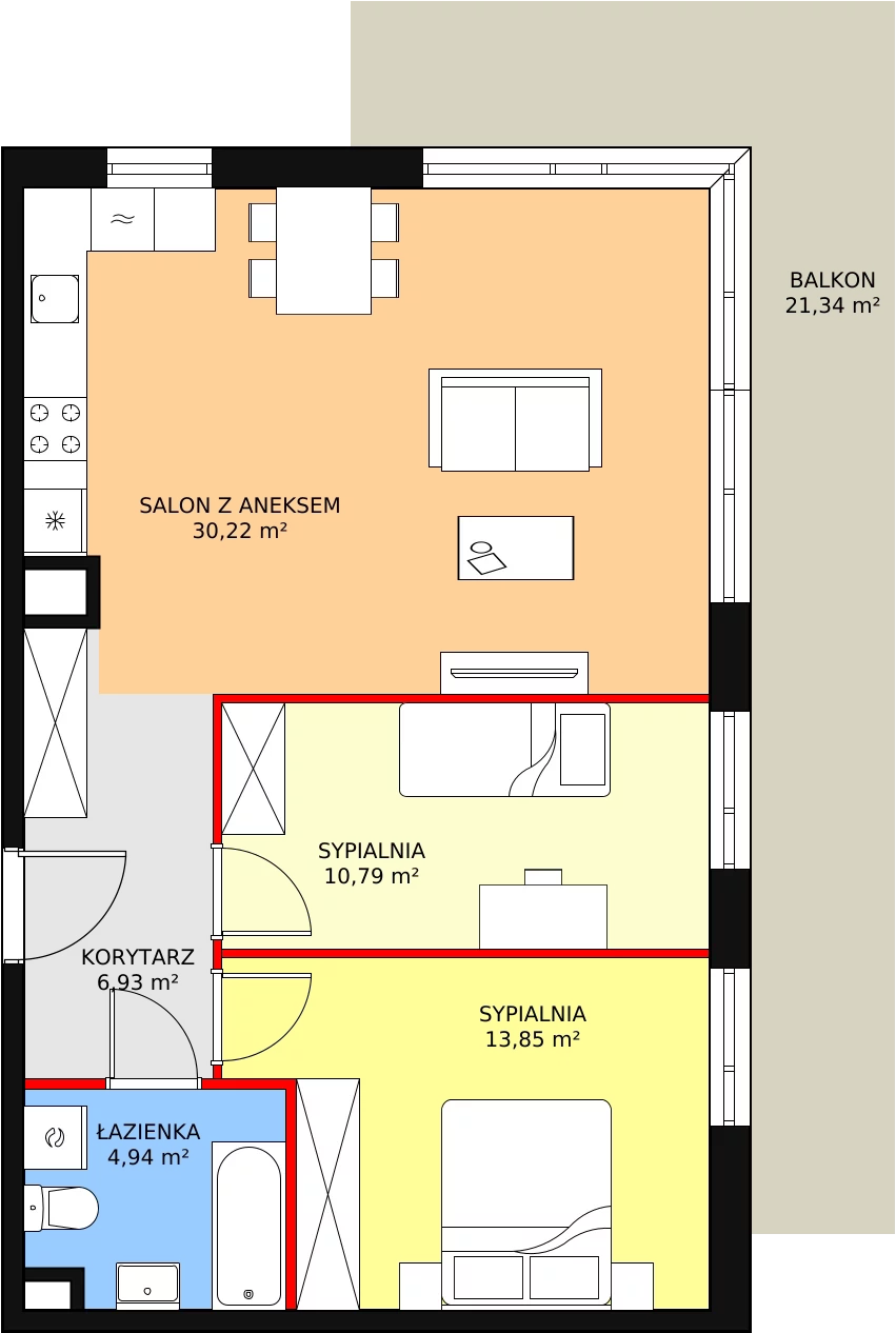 Mieszkanie 66,73 m², piętro 2, oferta nr 3A-2-1, Naramowice Odnova, Poznań, Naramowice, ul. Bielicowa