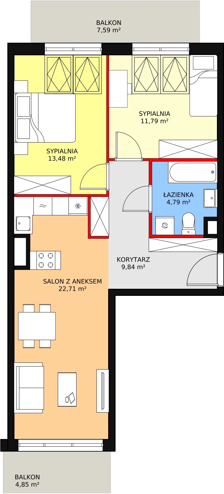 Mieszkanie 62,61 m², piętro 4, oferta nr 3A-4-5, Naramowice Odnova, Poznań, Naramowice, ul. Bielicowa