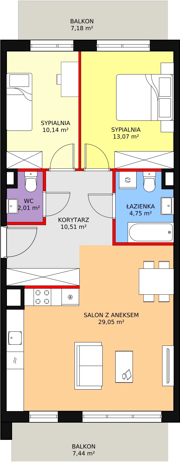 Mieszkanie 69,53 m², piętro 1, oferta nr 3B-1-1, Naramowice Odnova, Poznań, Naramowice, ul. Bielicowa