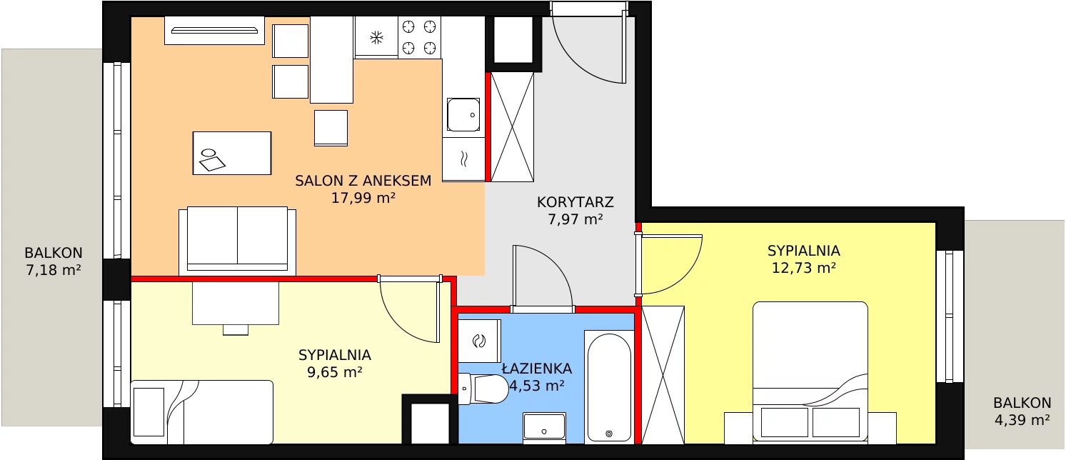 Mieszkanie 52,87 m², piętro 2, oferta nr 3C-2-3, Naramowice Odnova, Poznań, Naramowice, ul. Bielicowa