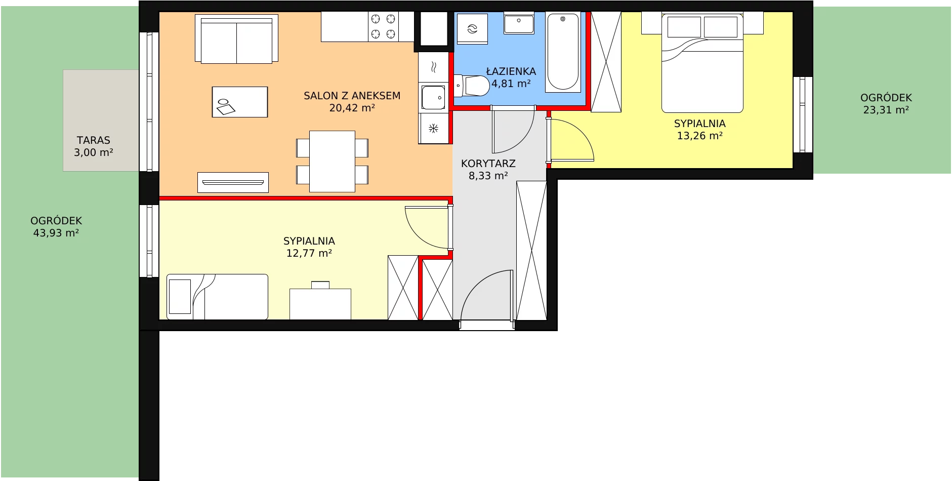 Mieszkanie 59,59 m², parter, oferta nr 3D-0-1, Naramowice Odnova, Poznań, Naramowice, ul. Bielicowa