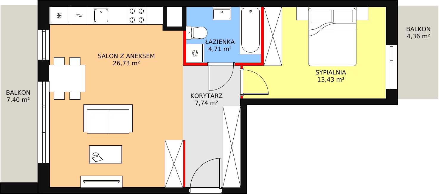 Mieszkanie 52,61 m², piętro 1, oferta nr 3D-1-1, Naramowice Odnova, Poznań, Naramowice, ul. Bielicowa