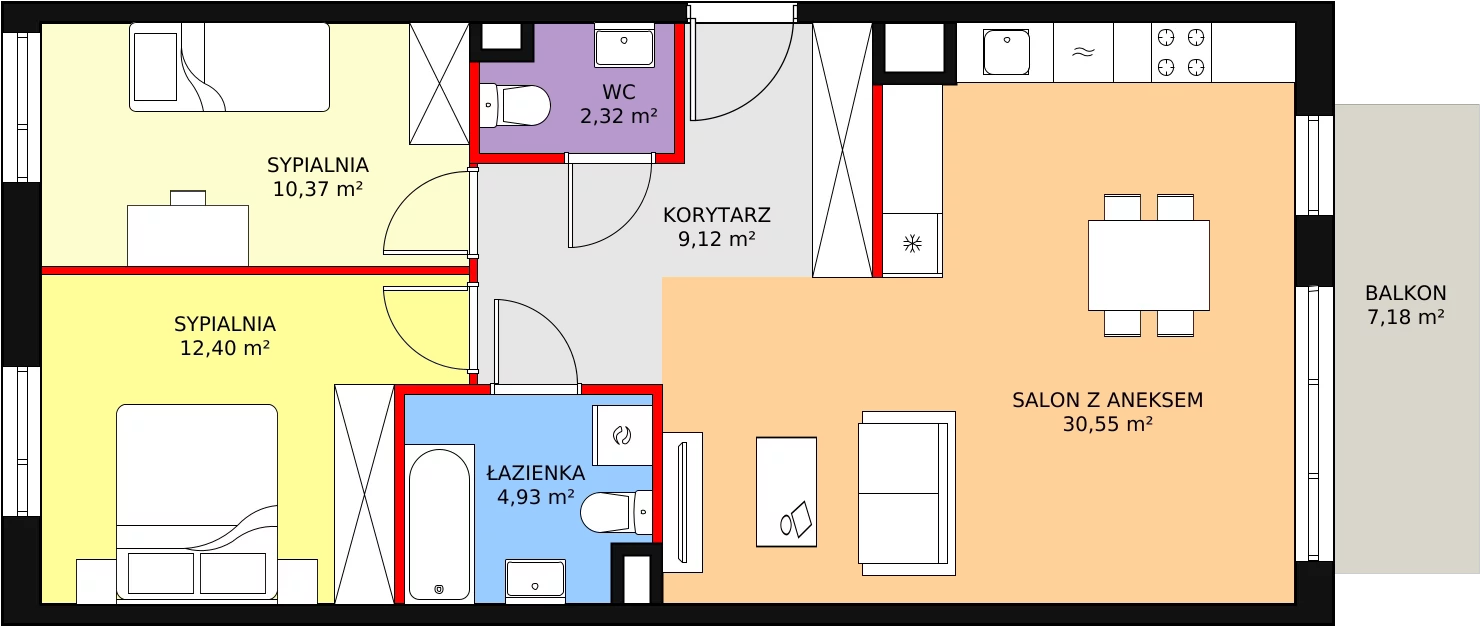 3 pokoje, mieszkanie 69,69 m², piętro 1, oferta nr 3D-1-3, Naramowice Odnova, Poznań, Naramowice, ul. Bielicowa