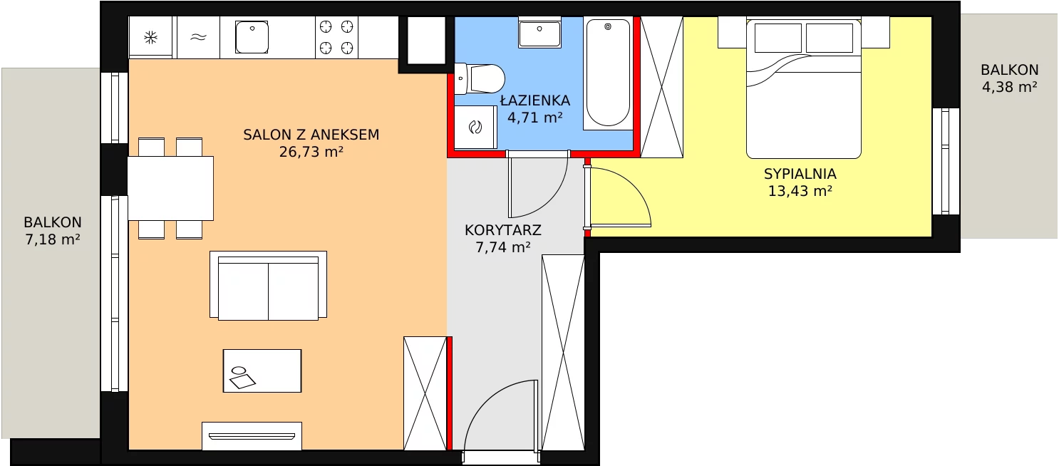 Mieszkanie 52,61 m², piętro 2, oferta nr 3D-2-1, Naramowice Odnova, Poznań, Naramowice, ul. Bielicowa