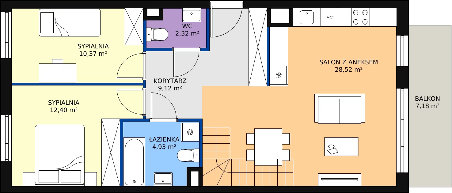3 pokoje, mieszkanie 84,27 m², piętro 4, oferta nr 3D-4-3, Naramowice Odnova, Poznań, Naramowice, ul. Bielicowa